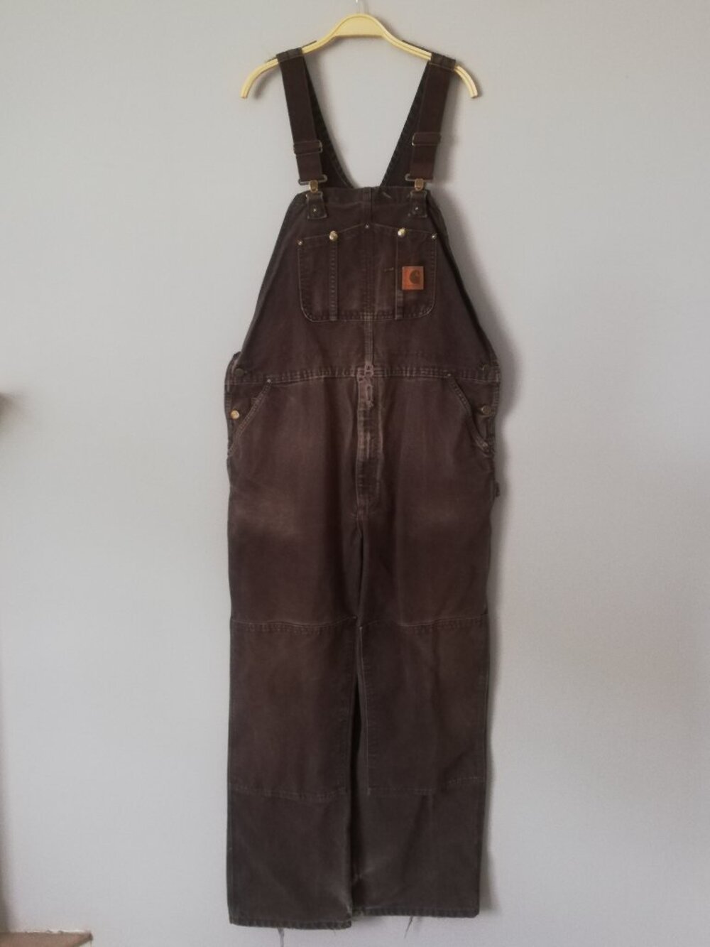 Vintage Carhartt Brown Bib Duck Overalls Distressed Workwear